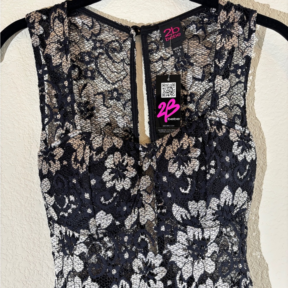 Bebe Black Lace Peplum Dress – NWT